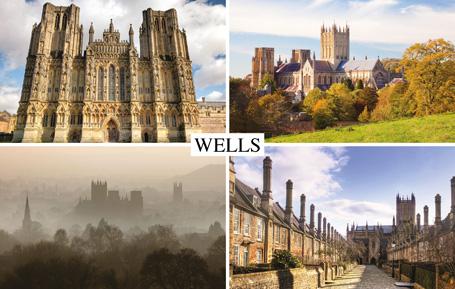 PST561 - 4 vues de la cathédrale de Wells Somerset Carte postale