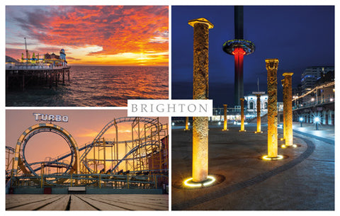 PSX563 - Carte postale au coucher du soleil sur le front de mer de Brighton (25 cartes postales)