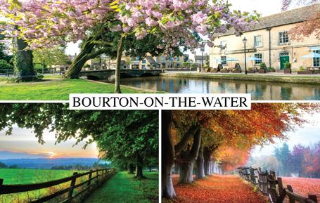 PWD537 - Trois vues de Bourton-on-the-Water Carte postale