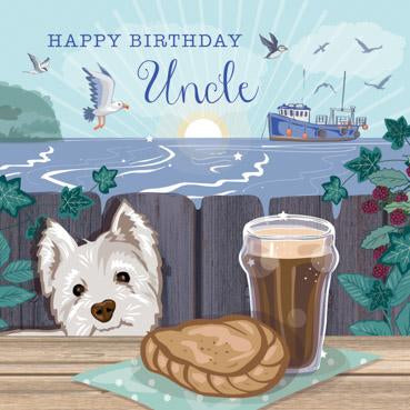 SAS129 - Joyeux anniversaire oncle (pinte et pâteux) Carte de vœux