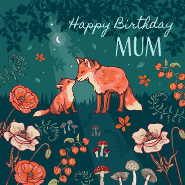 SAS134 - Happy Birthday Mum (Fox Cubs) Greeting Card (6 Cards)