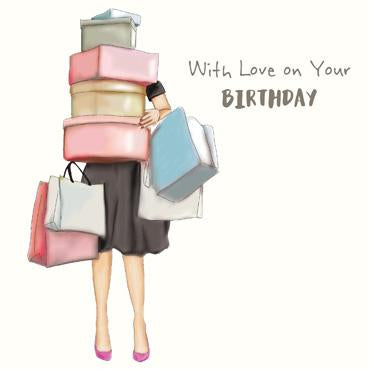 SP125 - Love on Birthday (Shopping) Greeting Card