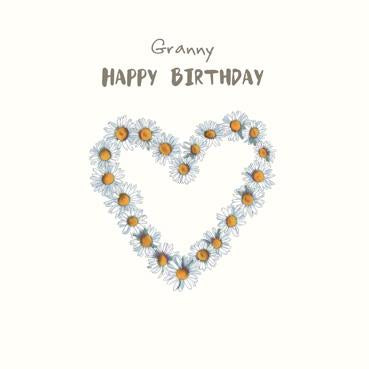 SP150 - Carte d'anniversaire grand-mère joyeux anniversaire (coeur de marguerite)