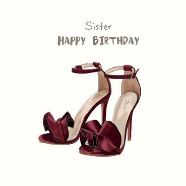 SPS818 - Carte d'anniversaire Joyeux anniversaire soeur (chaussures) (avec ornements)