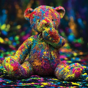SQM107 - Colourful Bear Birthday Card (Message inside)