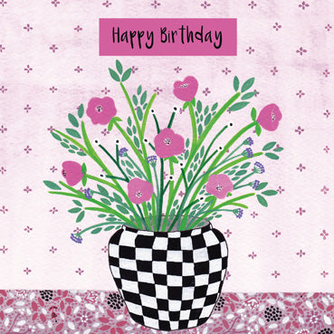 SSH117 - Joyeux anniversaire (Fleurs dans un vase) (6 cartes)