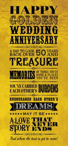 TA804 - Happy Wedding Anniversary (Golden) Greeting Card (Tall)