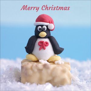 XMS116 - Carte de Noël Père Noël Pingouin