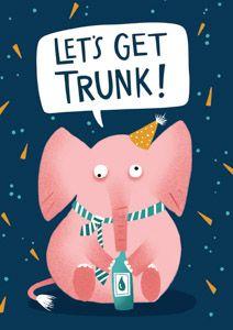 57BW26 - Let's Get Trunk Birthday Card